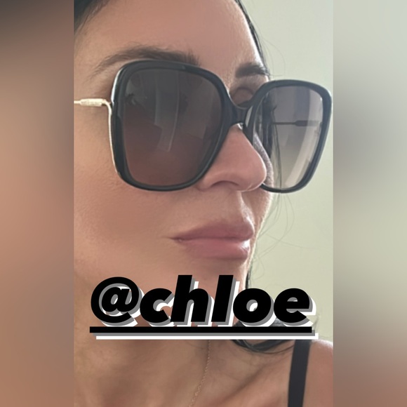 Chloé sunglasse oversize black frame with gold branch - Picture 3 of 4